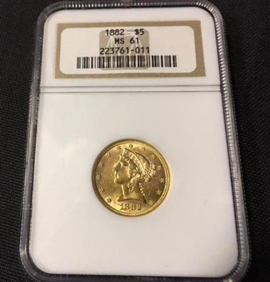 1882 $5 Liberty Head Gold Coin