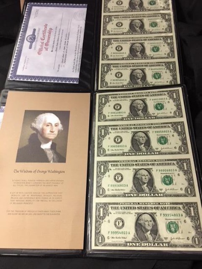 2 Uncut Sheets of 2003 A $1.00 Bills