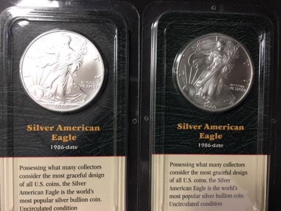2 - 1986 Walking Liberty Silver Dollars