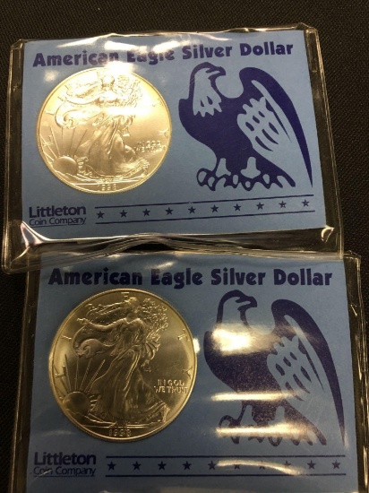 2-1998 American Silver Eagle Dollars