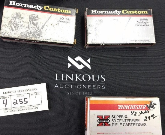 3 Boxes of Rifle Cartridges 1 Winchester 2 Hornady Custom