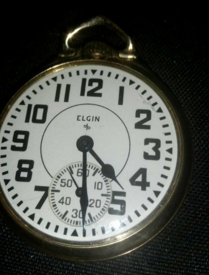 Elgin 571 open face pocket watch 21 jewel 8 adjustments