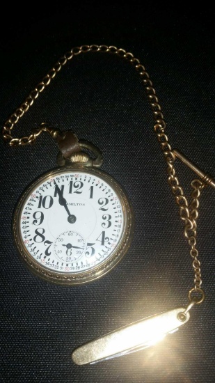 Hamilton open face pocket watch with Montgomery Dial 21 jewel