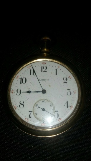 Illinois open face pocket watch 15 jewels with swing out case