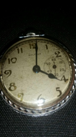 Waltham pocket watch 15 jewel with unique second hand at 3:00