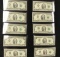 10 Series 2003 $2 Bills with Consecutive Serial Numbers