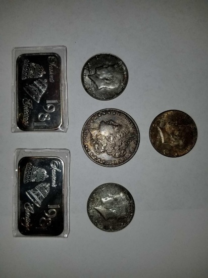 Coin and Silver Bar Lot