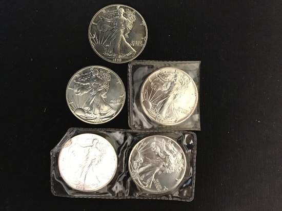 5 American Eagle Silver Dollars