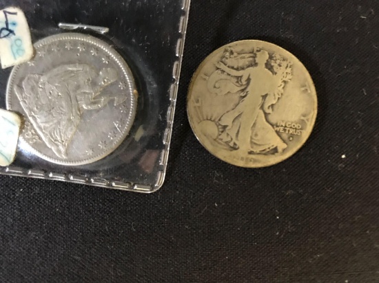 1-1857 O Seated Liberty Half Dollar and 1-1916 D Walking Liberty Half Dollar