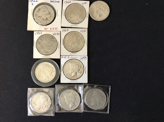 10-90% Silver Peace Dollars Various Dates and Circulated Grades