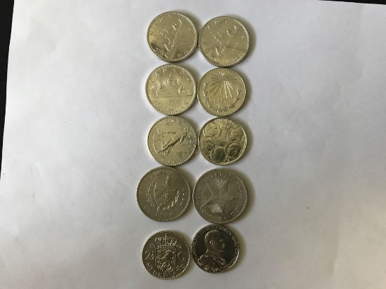 Foreign Silver Dollar Grab Bag 10 coins Total