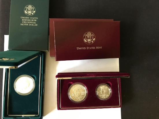 Eisenhower Centennial Silver Dollar and Kennedy Collector's Set
