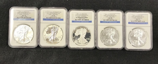 American Eagle 25th Anniversary Silver Coin Set All are Graded PF 70