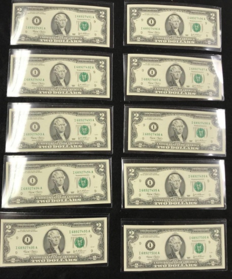 10 Series 2003 $2 Bills