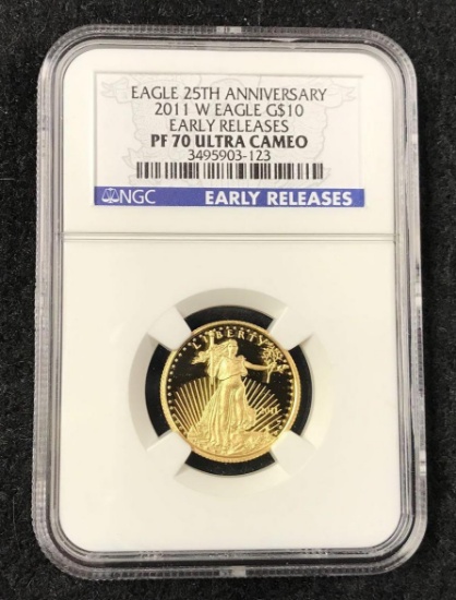 $10 Gold Coin Eagle 25th Anniversary 2011 W Eagle G$10 Early Releases