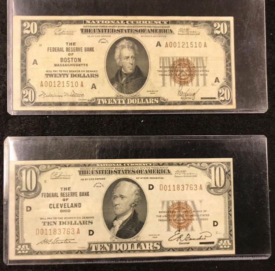 $20 Federal Reserve of Boston and $10 Federal Reserve of Cleveland
