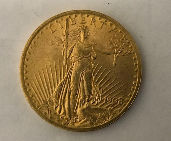 1908 St. Gaudens $20 Gold Coin