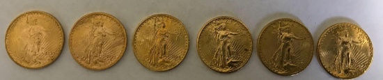 6 - St. Gaudens $20 Gold Coins