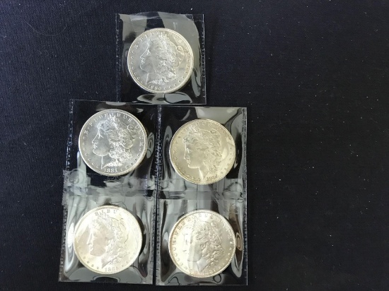 5 Brilliant Uncirculated Peace DOllars
