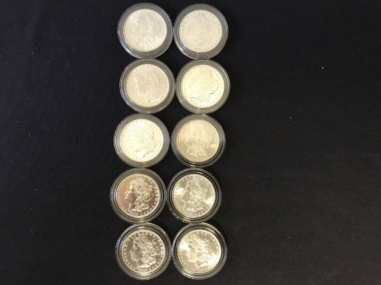 10 Morgan Silver Dollars Various Grades