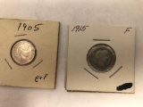 1905 Mercury Dime and 1915 Mercury Dime