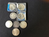 7-Morgan Silver Dollars and 1 1923 Peace Dollar Various Dates and Circulated Grades