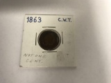1863 Civil War Token Not One Cent