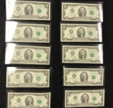 10 Series 2003 $2 Bills with Consecutive Serial Numbers