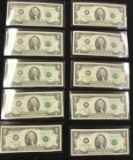 10 Series 2003 $2 Bills