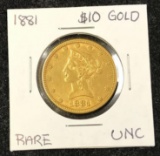 1881 Liberty Head $10 Gold Coin