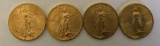 4-1908 St. Gaudens $20 Gold Coins