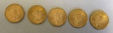 5- St. Gaudens $20 Gold Coins