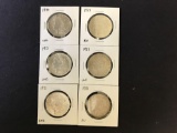 6 Morgan Dollars Grade Range AU - Uncirculated