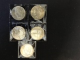 5 AU-Uncirculated Peace Dollars
