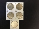 5 AU-Uncirculated Morgan Dollars