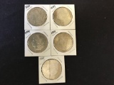 5 - 1889 Morgan Dollars