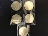 5 - 1925 Brilliant Uncirculated Peace Dollars Grading MS 62 or Better
