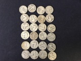 24 Silver Quarters Extremely Worn
