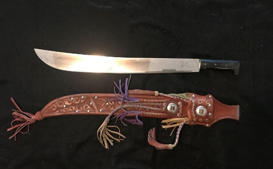 Corona Machete with decorative leather sheath