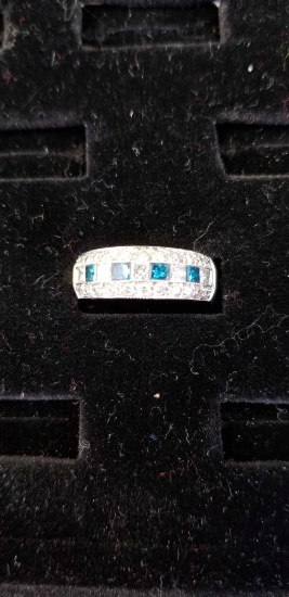 14K gold diamond & sapphire ring