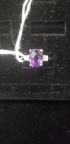 Amethyst and Diamond 14K White Gold Ring