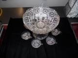 Crystal Punch bowl & 12 Cups