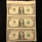 1 Uncut Sheet of 3 $1 Bills