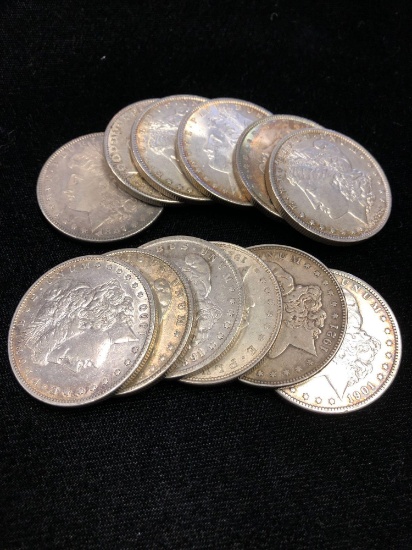 1 lot of 12 Morgan Silver Dollars