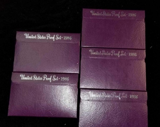 5 1986 United State Proof Sets