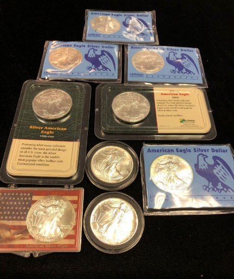 9 Silver American Eagles