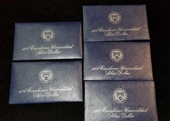 5 1974 Eisenhower Silver dollars