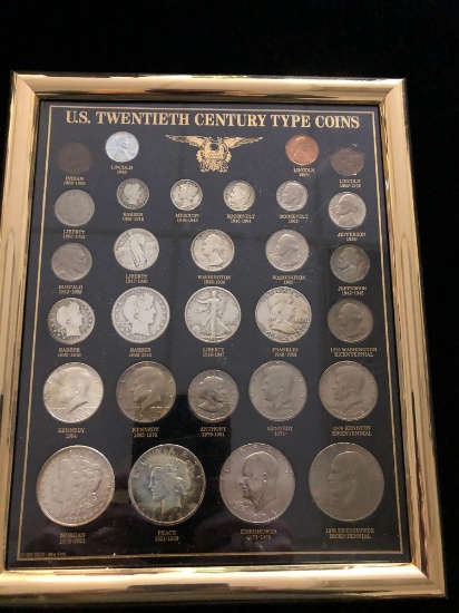 Framed Collection of US Twentieth Century Type Coins