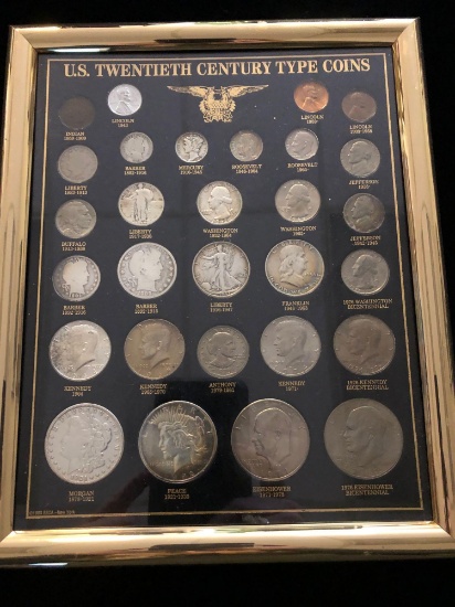 Framed Collection of US Twentieth Century Type Coins