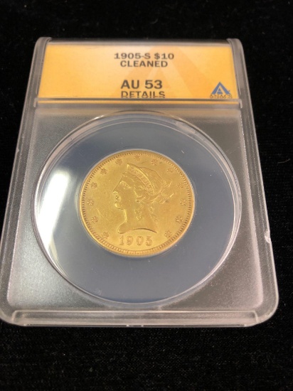 1905 S CleanedCoronet Head $10 Eagle AU53 Details